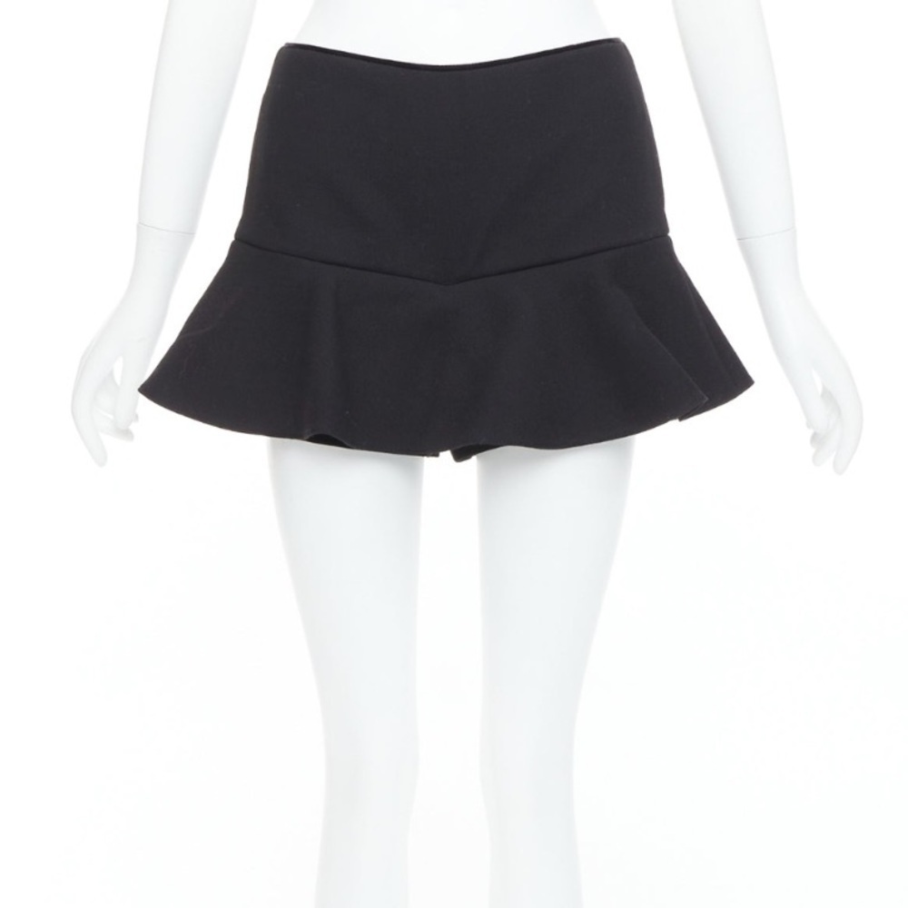 Red Valentino Y2K Black Ribbed Micro Mini Flounce Hem Women’s Skort Size Small
